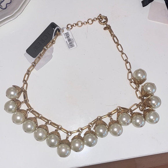NWT jcrew pearl necklace with gold